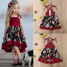 Load image into Gallery viewer, SUmmer Toddler Kids Baby Girls Strap Dress Party Princess Flowers Dress Red Set