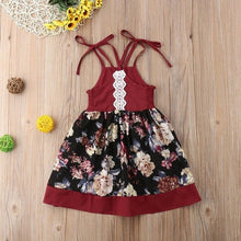 Load image into Gallery viewer, SUmmer Toddler Kids Baby Girls Strap Dress Party Princess Flowers Dress Red Set
