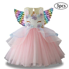 Load image into Gallery viewer, Girls Dress 3Pcs Kids Dresses For Girls Unicorn Party Dress Child Princess Dress Toddler Halloween Costume 3 4 5 6 7 8 9 10 Year