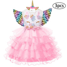 Load image into Gallery viewer, Girls Dress 3Pcs Kids Dresses For Girls Unicorn Party Dress Child Princess Dress Toddler Halloween Costume 3 4 5 6 7 8 9 10 Year