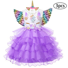 Load image into Gallery viewer, Girls Dress 3Pcs Kids Dresses For Girls Unicorn Party Dress Child Princess Dress Toddler Halloween Costume 3 4 5 6 7 8 9 10 Year