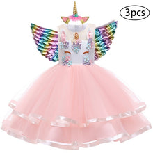 Load image into Gallery viewer, Girls Dress 3Pcs Kids Dresses For Girls Unicorn Party Dress Child Princess Dress Toddler Halloween Costume 3 4 5 6 7 8 9 10 Year