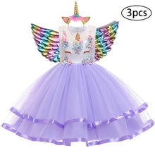 Load image into Gallery viewer, Girls Dress 3Pcs Kids Dresses For Girls Unicorn Party Dress Child Princess Dress Toddler Halloween Costume 3 4 5 6 7 8 9 10 Year