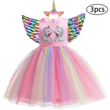 Load image into Gallery viewer, Girls Dress 3Pcs Kids Dresses For Girls Unicorn Party Dress Child Princess Dress Toddler Halloween Costume 3 4 5 6 7 8 9 10 Year