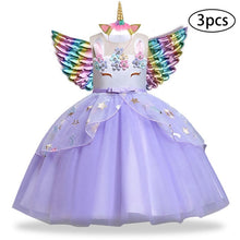 Load image into Gallery viewer, Girls Dress 3Pcs Kids Dresses For Girls Unicorn Party Dress Child Princess Dress Toddler Halloween Costume 3 4 5 6 7 8 9 10 Year