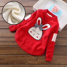 Load image into Gallery viewer, Spring Autumn Girls Sweater Warm Costume Cartoon Rabbit Printed Children's Pullovers Sweaters For Baby Girls Teens Kids Clothes