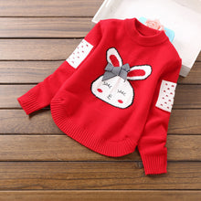 Load image into Gallery viewer, Spring Autumn Girls Sweater Warm Costume Cartoon Rabbit Printed Children's Pullovers Sweaters For Baby Girls Teens Kids Clothes