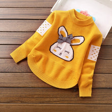 Load image into Gallery viewer, Spring Autumn Girls Sweater Warm Costume Cartoon Rabbit Printed Children's Pullovers Sweaters For Baby Girls Teens Kids Clothes