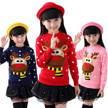 Load image into Gallery viewer, 2019 Autumn Winter Cotton Sweater Top Girls Kids pullover knitted christmas Sweaters wear Children Clothing 6 8 10 12 14 years