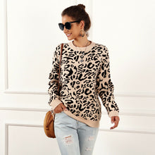 Load image into Gallery viewer, Fashion Women Sweater Loose Knit Leopard Print Long Sleeve Blouse Jumper Korean Style Women Pullover Sueter Mujer Invierno 2019