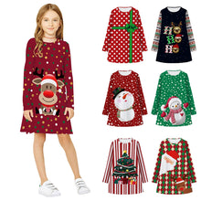 Load image into Gallery viewer, Baby Girl Dress Christmas Dress Teen Kids Girl Long Sleeve 3D Print Cartoon Christmas Xmas Dress Clothes vestido bebe فساتين اطف