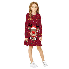 Load image into Gallery viewer, Baby Girl Dress Christmas Dress Teen Kids Girl Long Sleeve 3D Print Cartoon Christmas Xmas Dress Clothes vestido bebe فساتين اطف