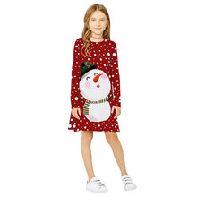 Load image into Gallery viewer, Baby Girl Dress Christmas Dress Teen Kids Girl Long Sleeve 3D Print Cartoon Christmas Xmas Dress Clothes vestido bebe فساتين اطف