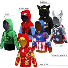 Load image into Gallery viewer, Baby Boys Superheroes Cartoon Hoodie Iron Man Captain America Thor Hulk Bat Man Superman Sweatshirt Kids Toy Story Cars Clothes