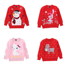 Load image into Gallery viewer, 2019 Christmas Sweater Kids New Cotton Boy Round-neck Knitted Long Sleeve Pullovers Cute Cartoon Christmas Sweater for Girls