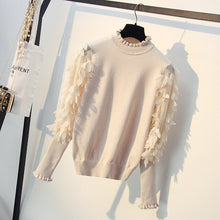 Load image into Gallery viewer, Spring Autumn Loose Jumper Fashion Flowers Sleeves Sweater and Pullover Femme Pull Ruffled Collar Knitted Women Sweater