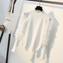 Load image into Gallery viewer, Spring Autumn Loose Jumper Fashion Flowers Sleeves Sweater and Pullover Femme Pull Ruffled Collar Knitted Women Sweater
