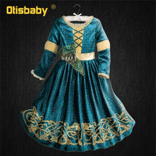 Load image into Gallery viewer, Winter Long Sleeve Fantasia Merida Princess Gothic Dress with Wig Kids Disguise Halloween Child  Lolita Girl Carnival Costume