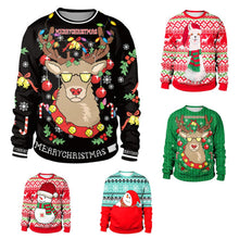 Load image into Gallery viewer, Ugly Christmas Sweater snowman For gift Santa reindeer Pullover Womens Mens 3D Jerseys and Sweaters Tops Autumn Winter Clothing