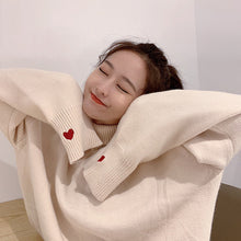 Load image into Gallery viewer, Turtleneck Knit Sweater Women Loose Cute Heart Pattern Pullovers Autumn Casual Long Sleeve Sweater Pullover Female Jumper Tops