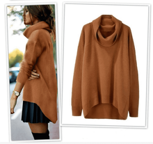 Load image into Gallery viewer, WOMEN'S Autumn And Winter Sweater Turtleneck Fashion High Collar Irregular Top Over Size Loose-fit Knitted Over-the-knee Sweater