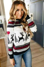 Load image into Gallery viewer, Women Christmas Sweater Elk love Christmas tree stripe print Jumper Winter Pullover Slim Top Outwear pull noel femme