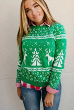 Load image into Gallery viewer, Women Christmas Sweater Elk love Christmas tree stripe print Jumper Winter Pullover Slim Top Outwear pull noel femme