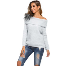 Load image into Gallery viewer, 2020 Autumn Winter Thick Sweater Women Knitted Ribbed Pullover Sweater Long Sleeve Sexy Strapless Oblique Collar One Shoulder