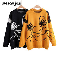 Load image into Gallery viewer, Lion King Print Sweater Women 2019 Autumn Winter Causal Streetwear Sweater Long Sleeve O Neck Loose Harajuku Sweater Female Top