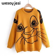 Load image into Gallery viewer, Lion King Print Sweater Women 2019 Autumn Winter Causal Streetwear Sweater Long Sleeve O Neck Loose Harajuku Sweater Female Top