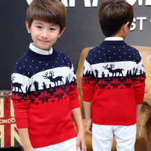 Load image into Gallery viewer, Famli Christmas Sweater for Kids Boy Teenager Autumn Winter Knitted Pullover Kids Ribbed Sweater Casual Full Sleever Print Top