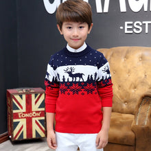 Load image into Gallery viewer, Famli Christmas Sweater for Kids Boy Teenager Autumn Winter Knitted Pullover Kids Ribbed Sweater Casual Full Sleever Print Top