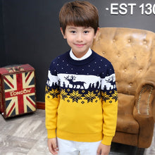 Load image into Gallery viewer, Famli Christmas Sweater for Kids Boy Teenager Autumn Winter Knitted Pullover Kids Ribbed Sweater Casual Full Sleever Print Top