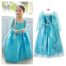 Load image into Gallery viewer, 2019 New Blue Baby Girls Kids frozen costume Dress Snow Princess Queen Dress Up children's party Gown Cosplay Tulle Dress 3-8Y